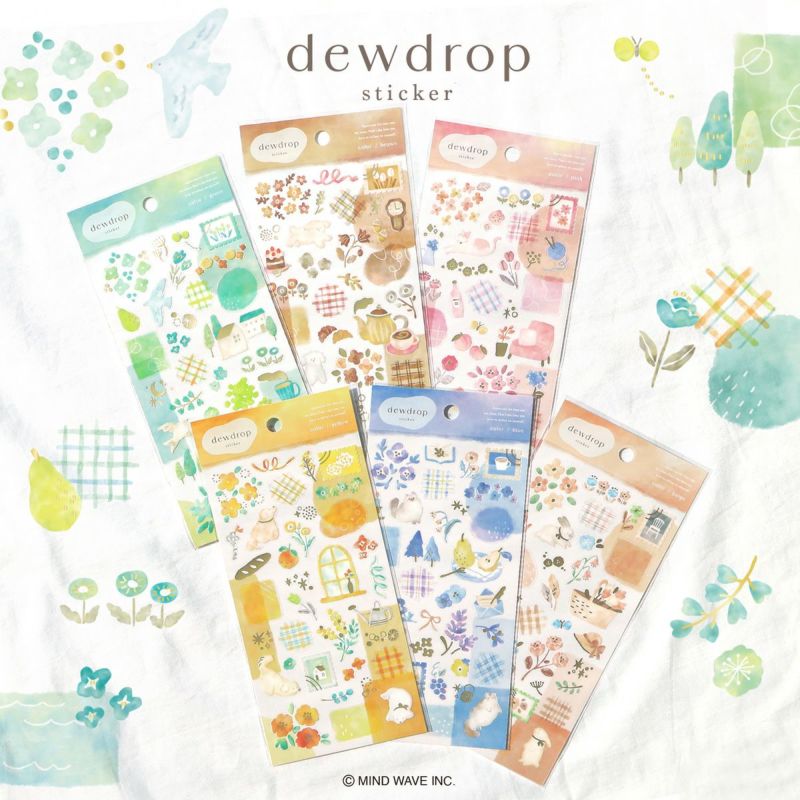 Mind Wave / Dewdrop Stickers - Cat & Flower