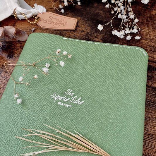 THE SUPERIOR LABOR / シュペリオールレイバー カーフレザーノートカバー【グリーン・A5】