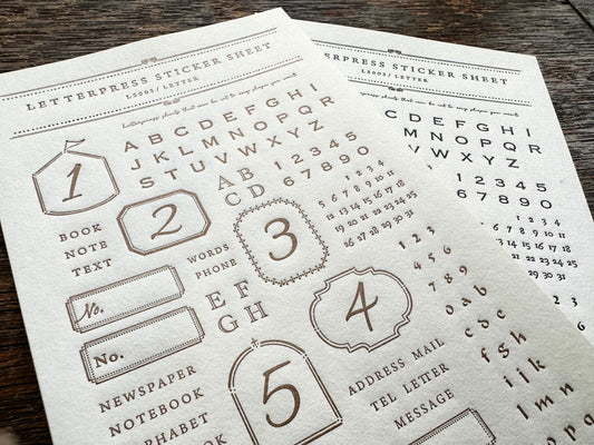 Letterpress Sticker Sheet - Alphabets