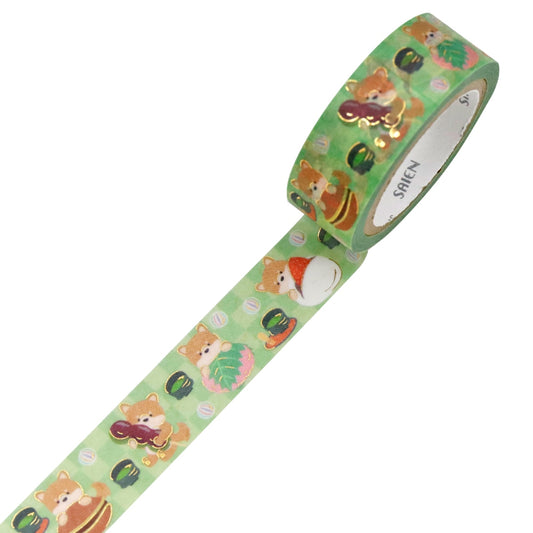 SAIEN / Shiny Washi Tape - Shiba Inu & Japanese Sweets
