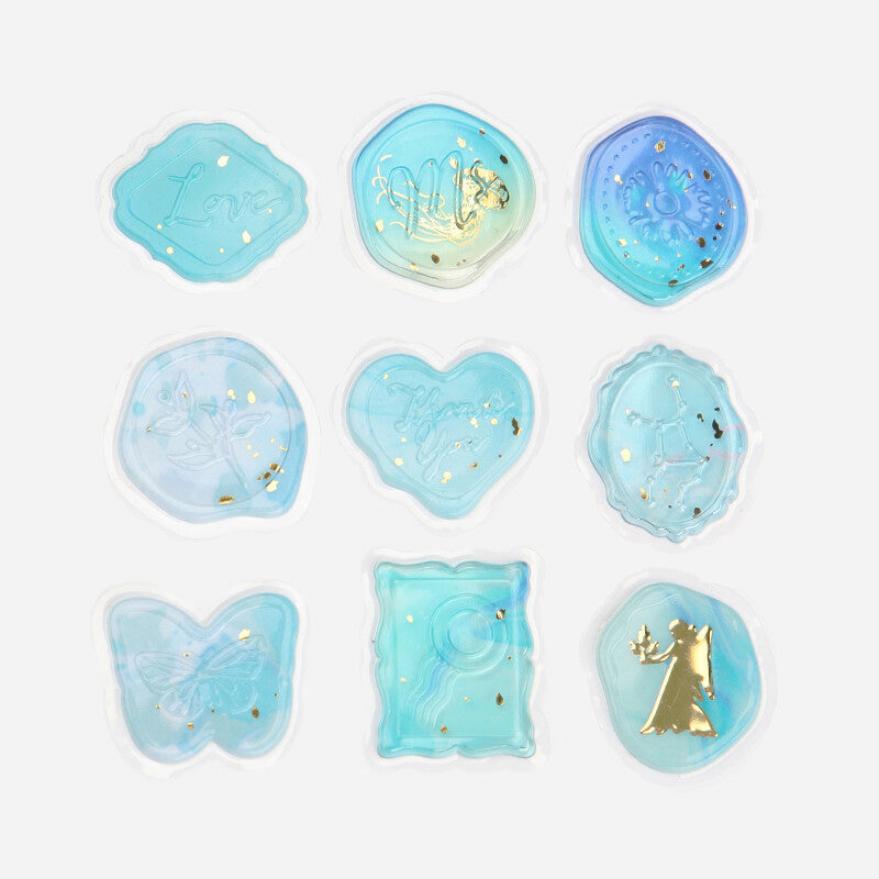 Sealing Wax Flake Stickers - Blue
