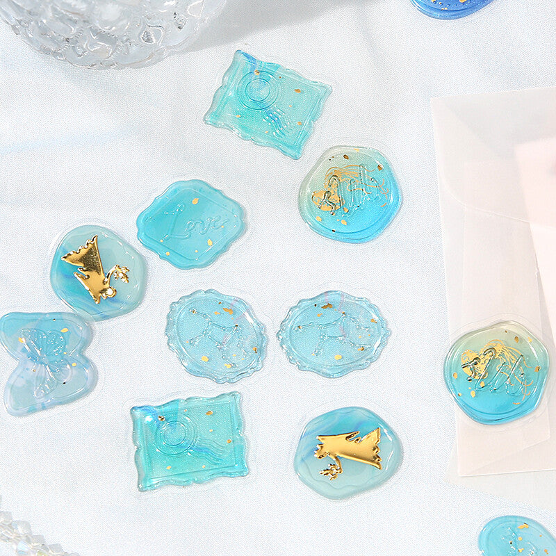 Sealing Wax Flake Stickers - Blue