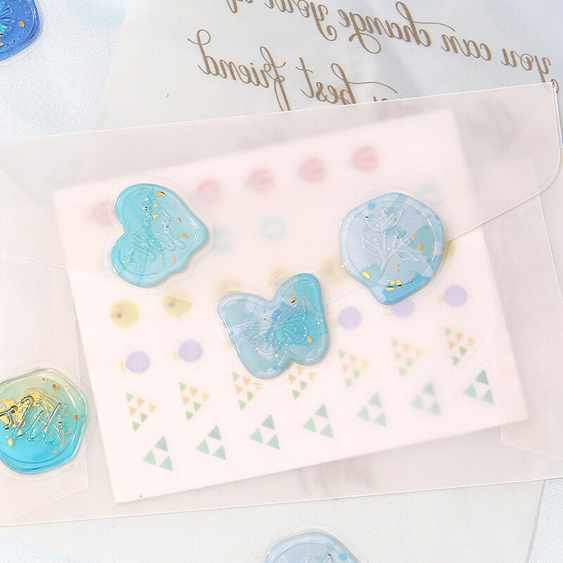 Sealing Wax Flake Stickers - Blue