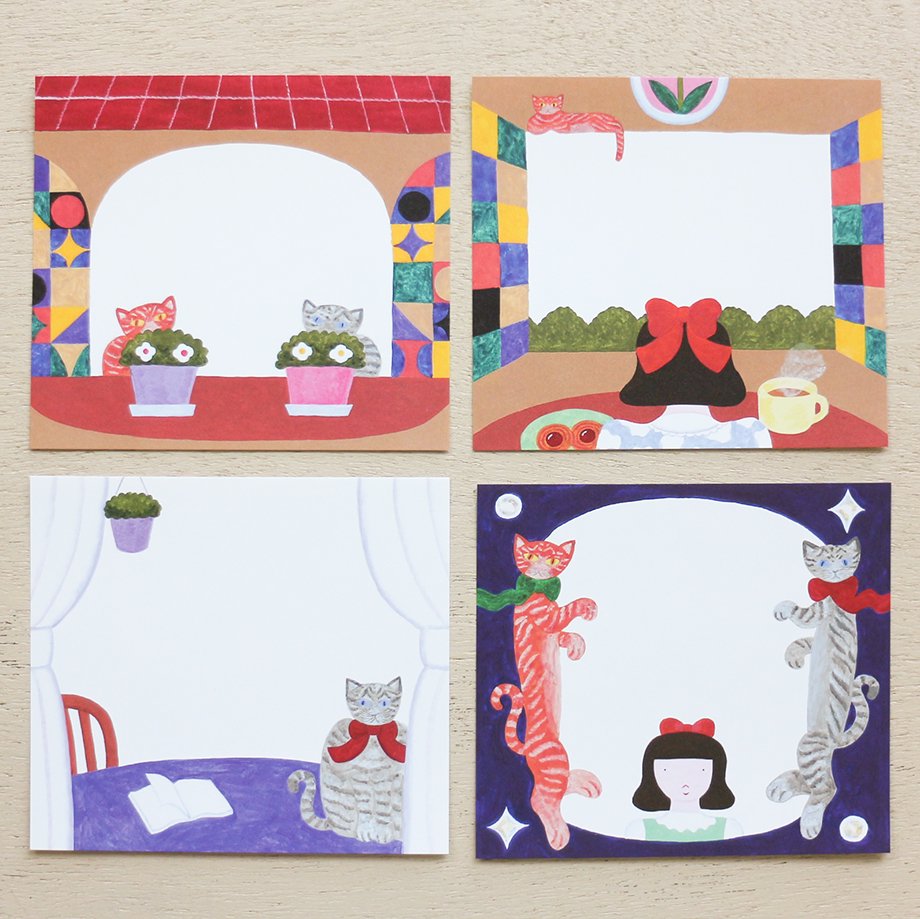 Hirose Beni Square Memo Pad - By the window