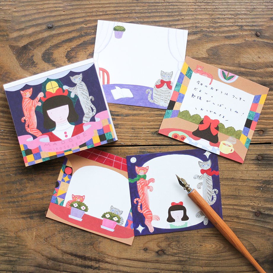 Hirose Beni Square Memo Pad - By the window