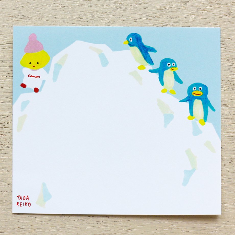 Reiko Tada Square Memo Pad - Lemon, Lime with Animals