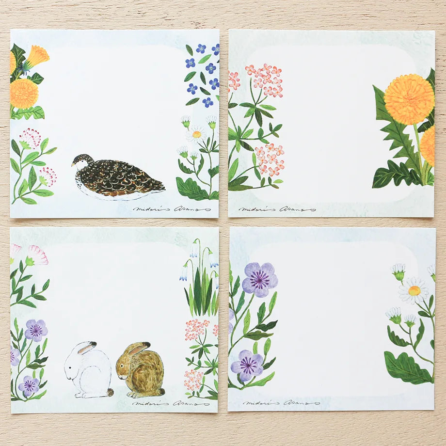 Midori Asano Square Memo Pad - Fleur