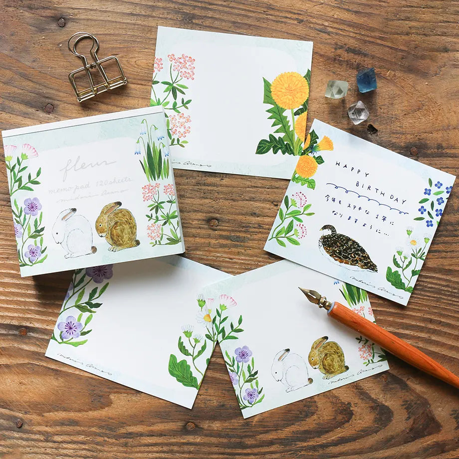 Midori Asano Square Memo Pad - Fleur