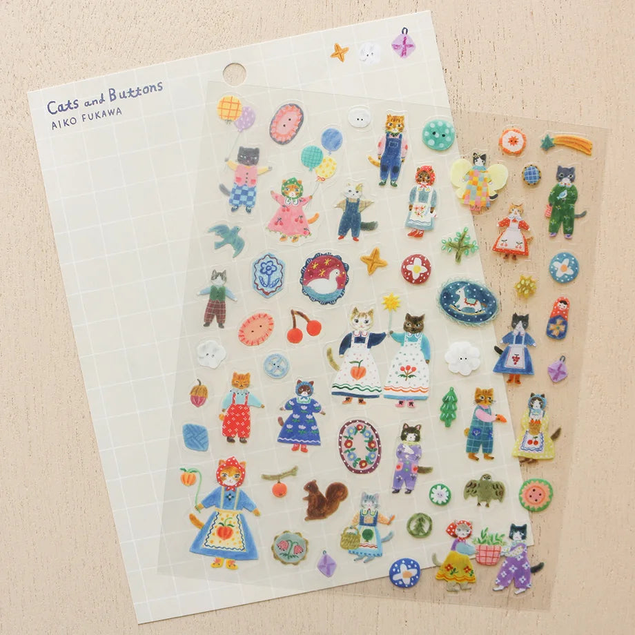 Aiko Fukawa Stickers - Cats and Buttoms