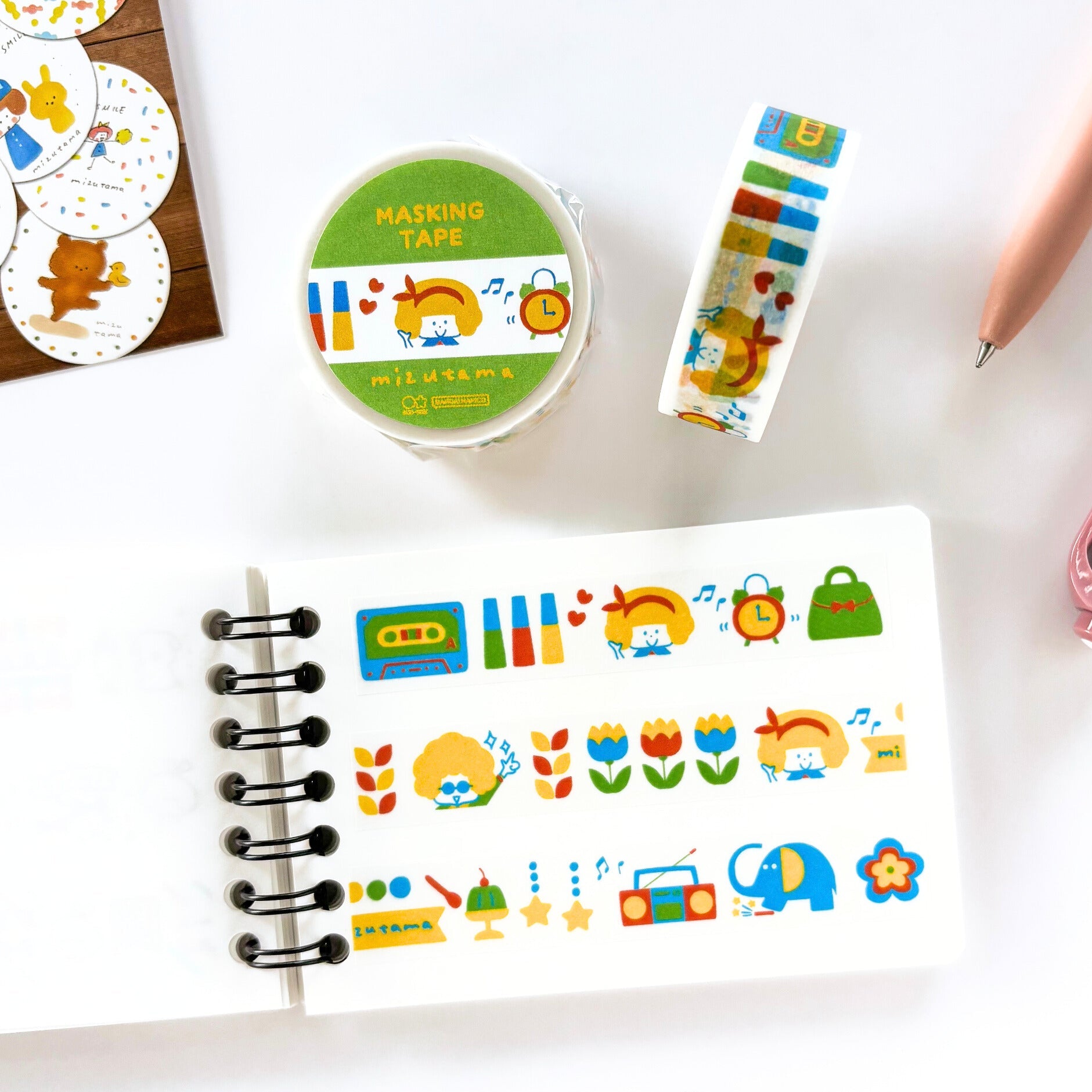 海外マステ セット mizutama x サンスター文具 / マスキングテープ「グリーン」 – Cute