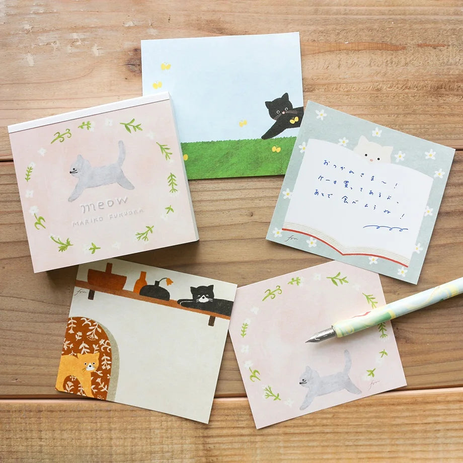 Mariko Fukuoka Square Memo Pad - Meow