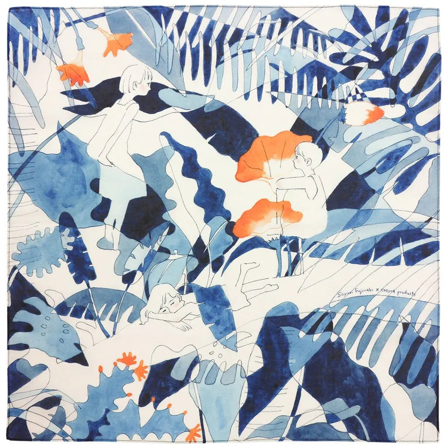 Sayuri Fujimaki Cotton 100% Handkerchief - Secret Rainforest