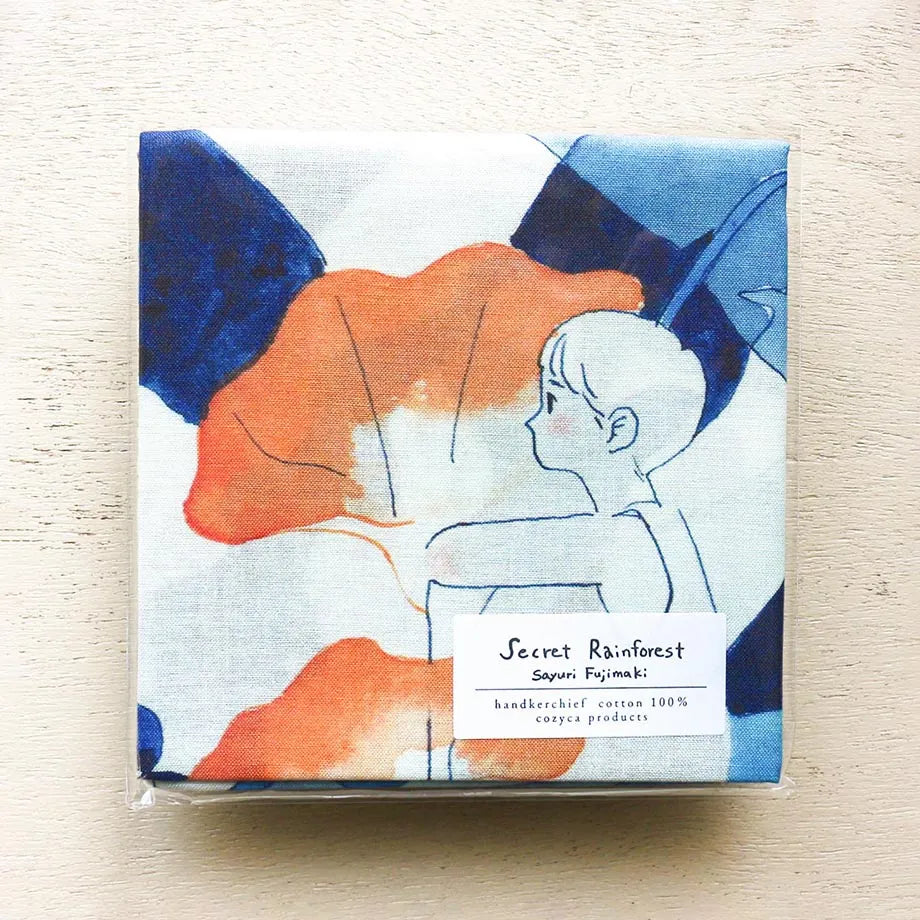 Sayuri Fujimaki Cotton 100% Handkerchief - Secret Rainforest