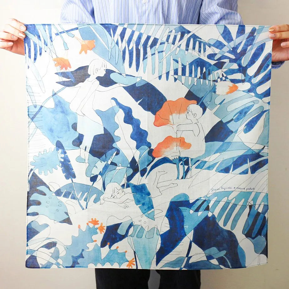 Sayuri Fujimaki Cotton 100% Handkerchief - Secret Rainforest