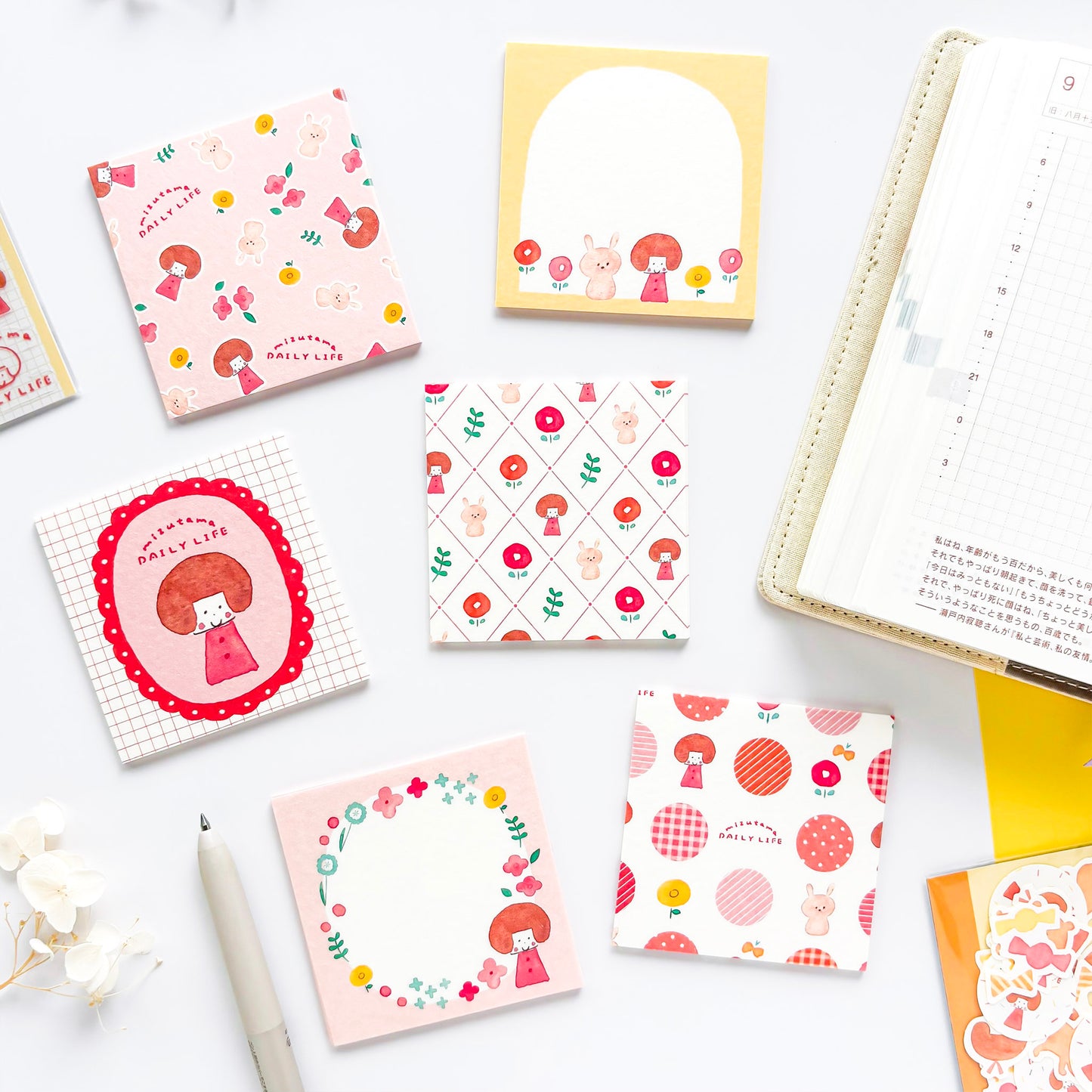 mizutama Limited Edition Petit Origami Memo Pad Set - Happy Flower Life (120 sheets)