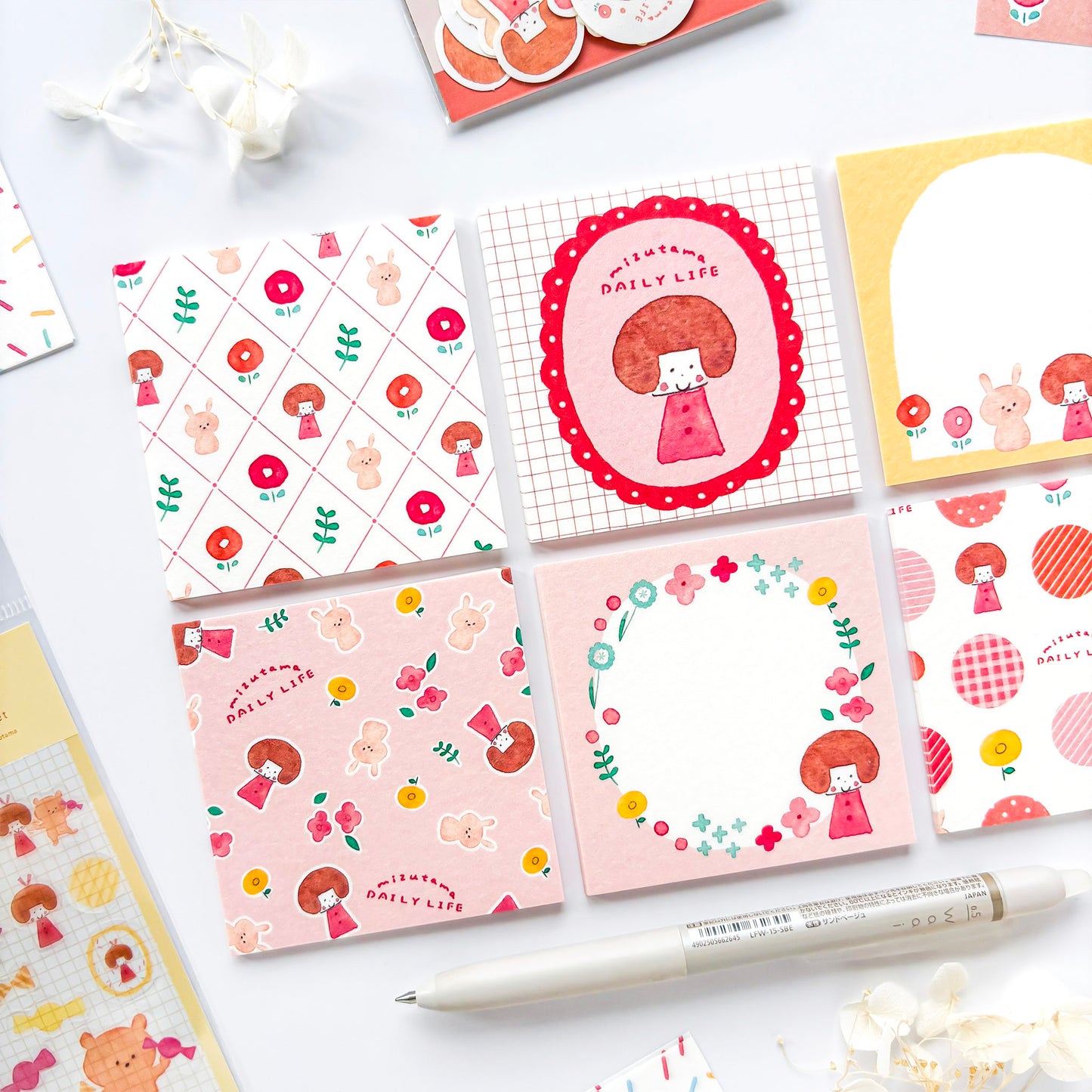 mizutama Limited Edition Petit Origami Memo Pad Set - Happy Flower Life (120 sheets)