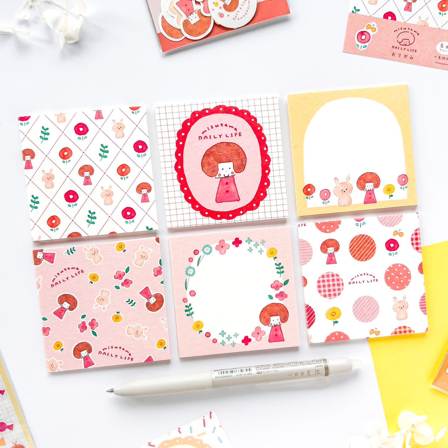 mizutama Limited Edition Petit Origami Memo Pad Set - Happy Flower Life (120 sheets)