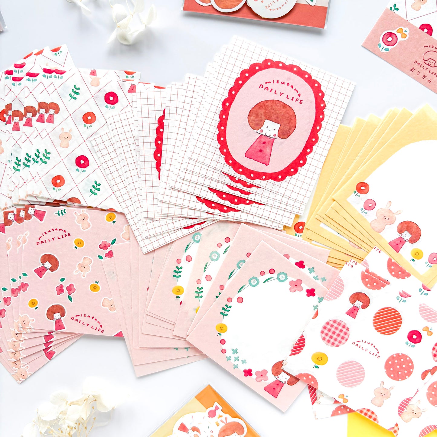 mizutama Limited Edition Petit Origami Memo Pad Set - Happy Flower Life (120 sheets)