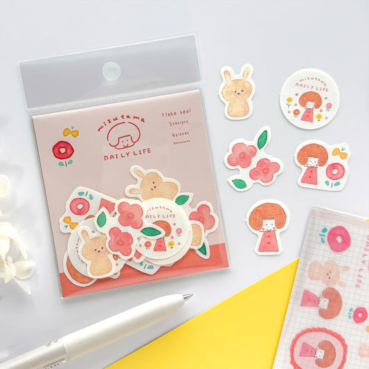 mizutama / Limited Edition / Flake Stickers - Happy Flowers