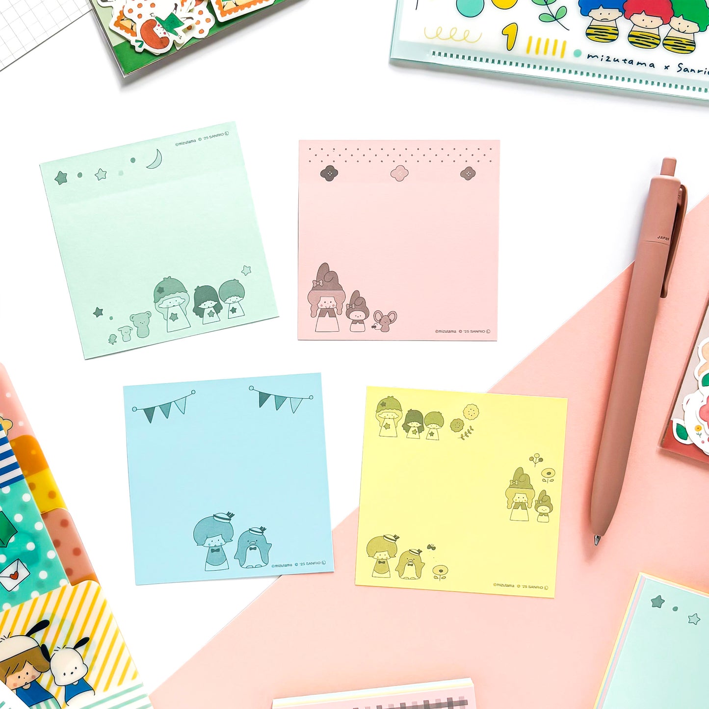 Limited Edition Sticky Notes - mizutama x Sanrio Characters