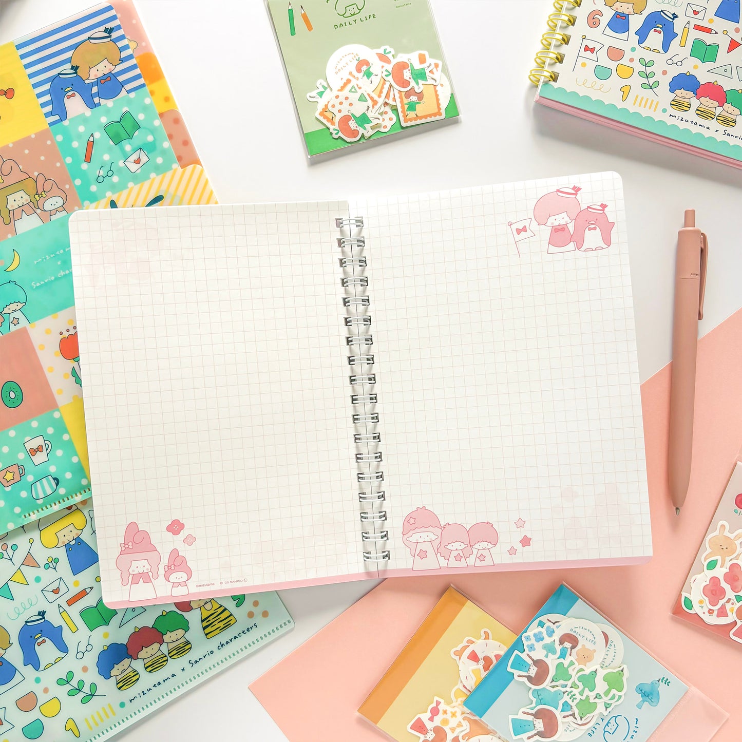 Limited Edition Ring Notebook - mizutama x Sanrio Characters
