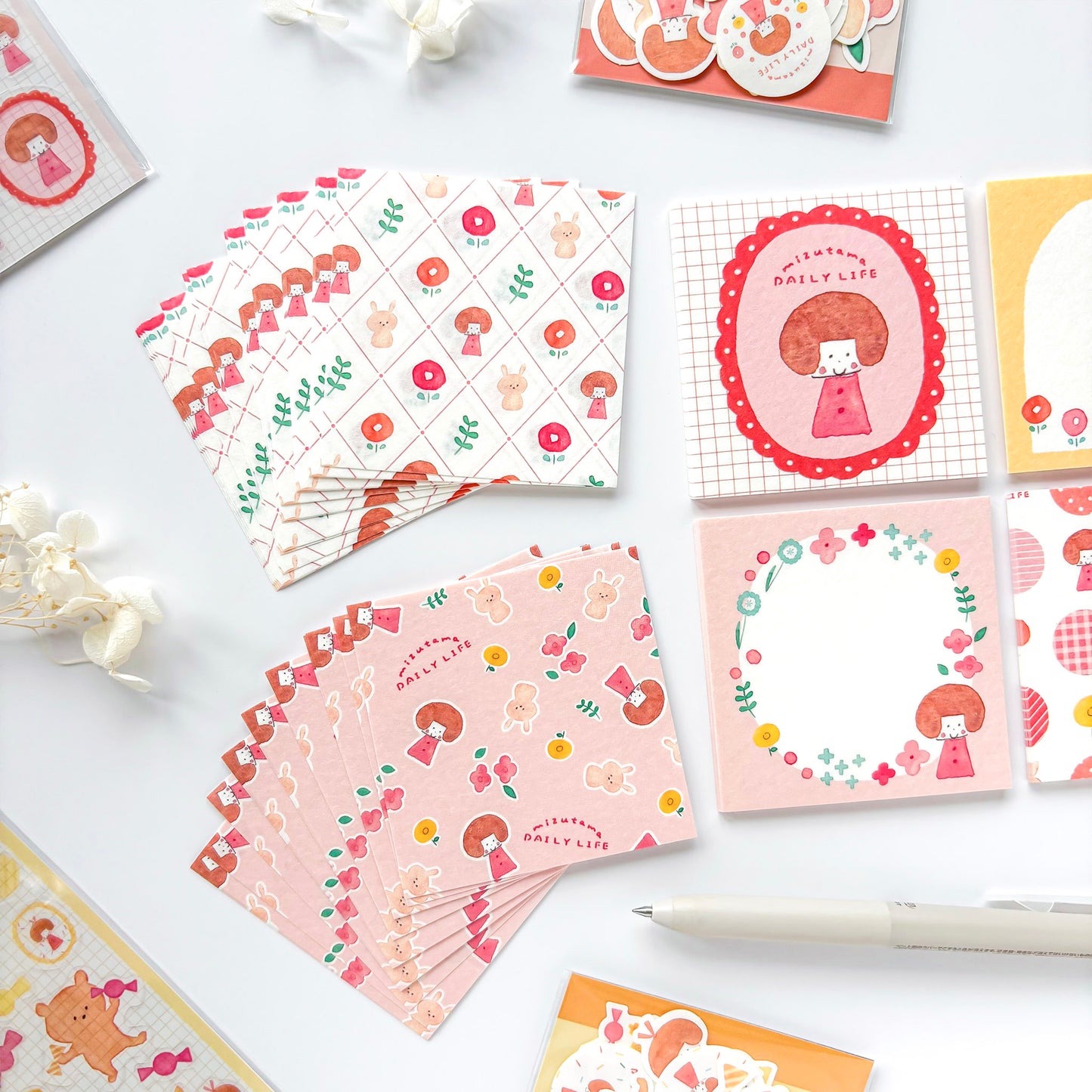 mizutama Limited Edition Petit Origami Memo Pad Set - Happy Flower Life (120 sheets)
