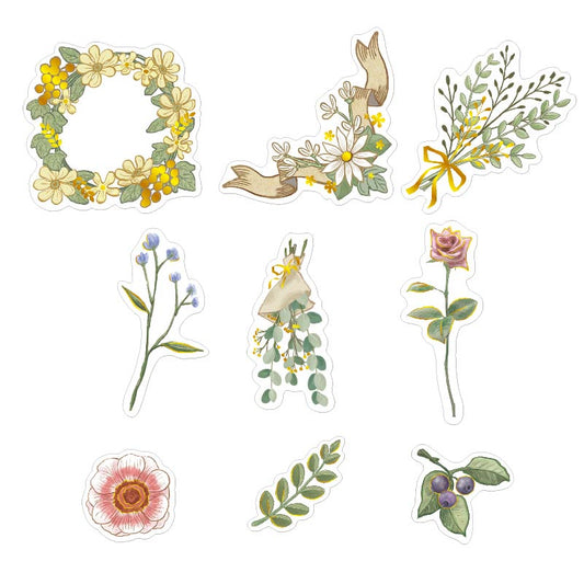 Collage Flake Stickers - Botanical