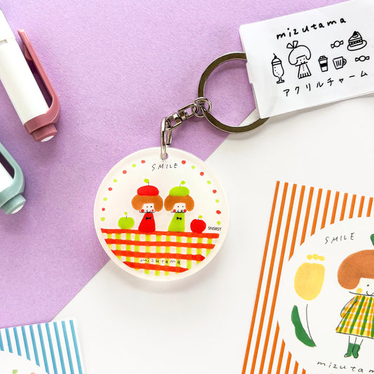 mizutama / Limited Edition / Acrylic Keychain - Girl & Apple