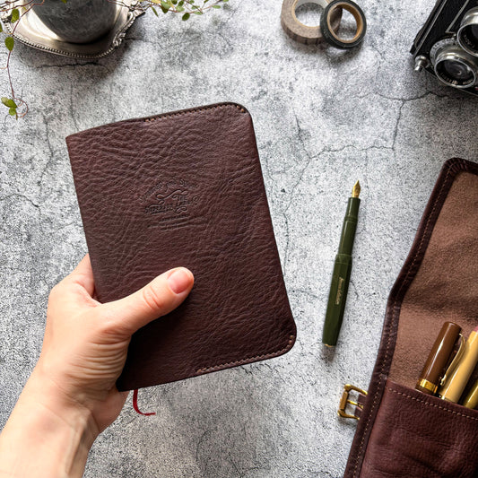 The Superior Labor / Oil Leather A6 Notebook Cover - Dark Brown