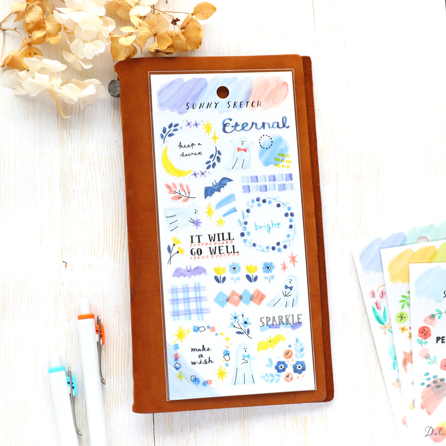 Sunny Sketch Stickers - Night Blue