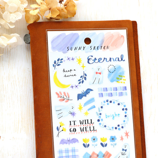Sunny Sketch Stickers - Night Blue