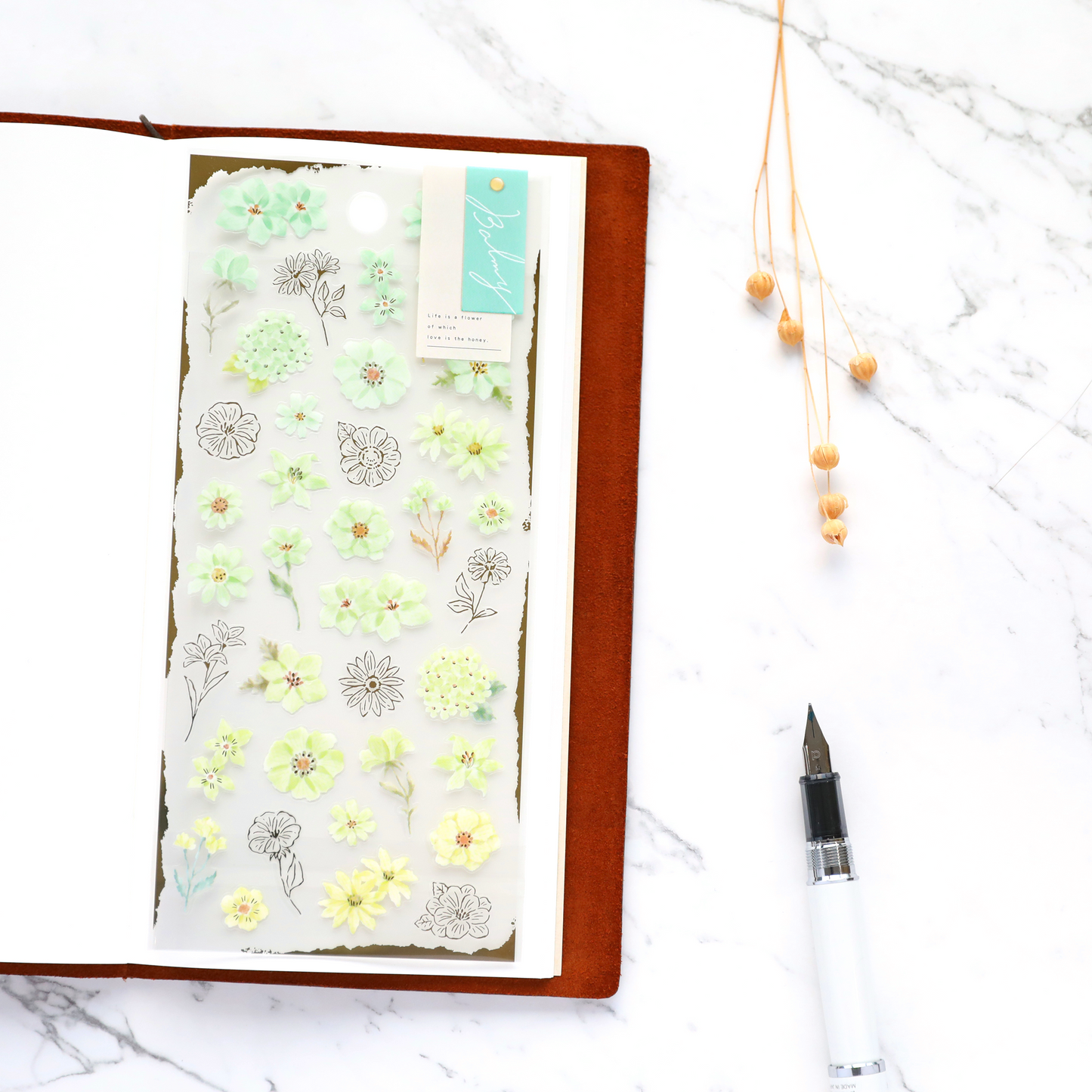 Floral Stickers - Mint