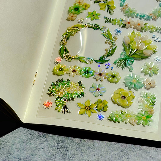 Mind Wave / Floria Stickers - Green Flowers