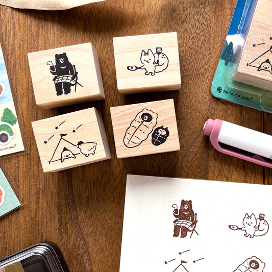 Animal Friends Rubber Stamp - Camping