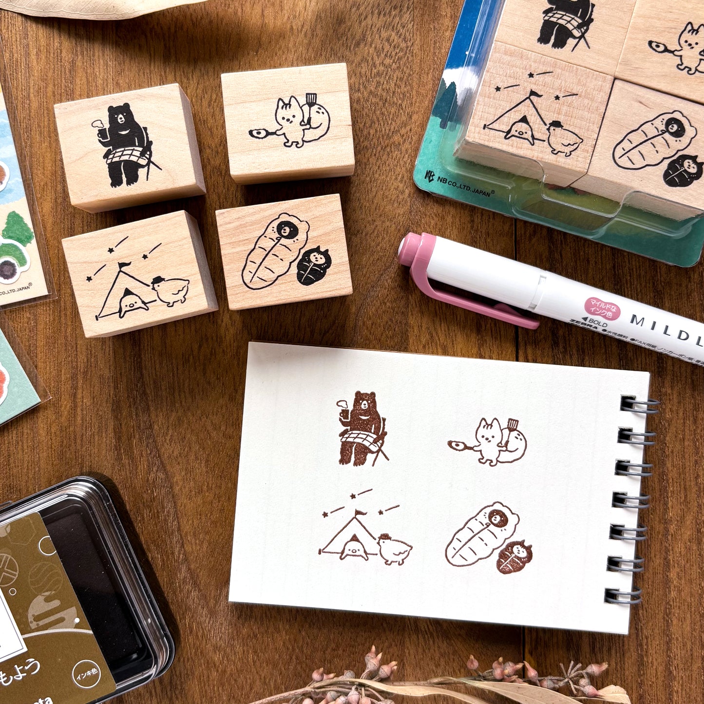 Animal Friends Rubber Stamp - Camping