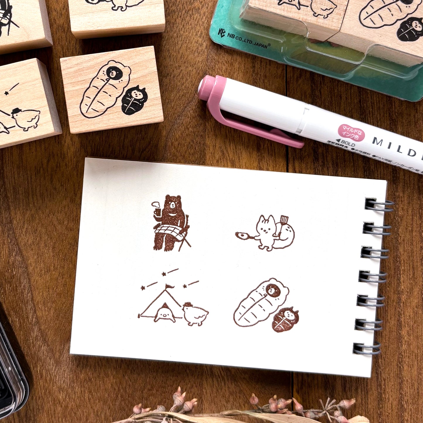 Animal Friends Rubber Stamp - Camping