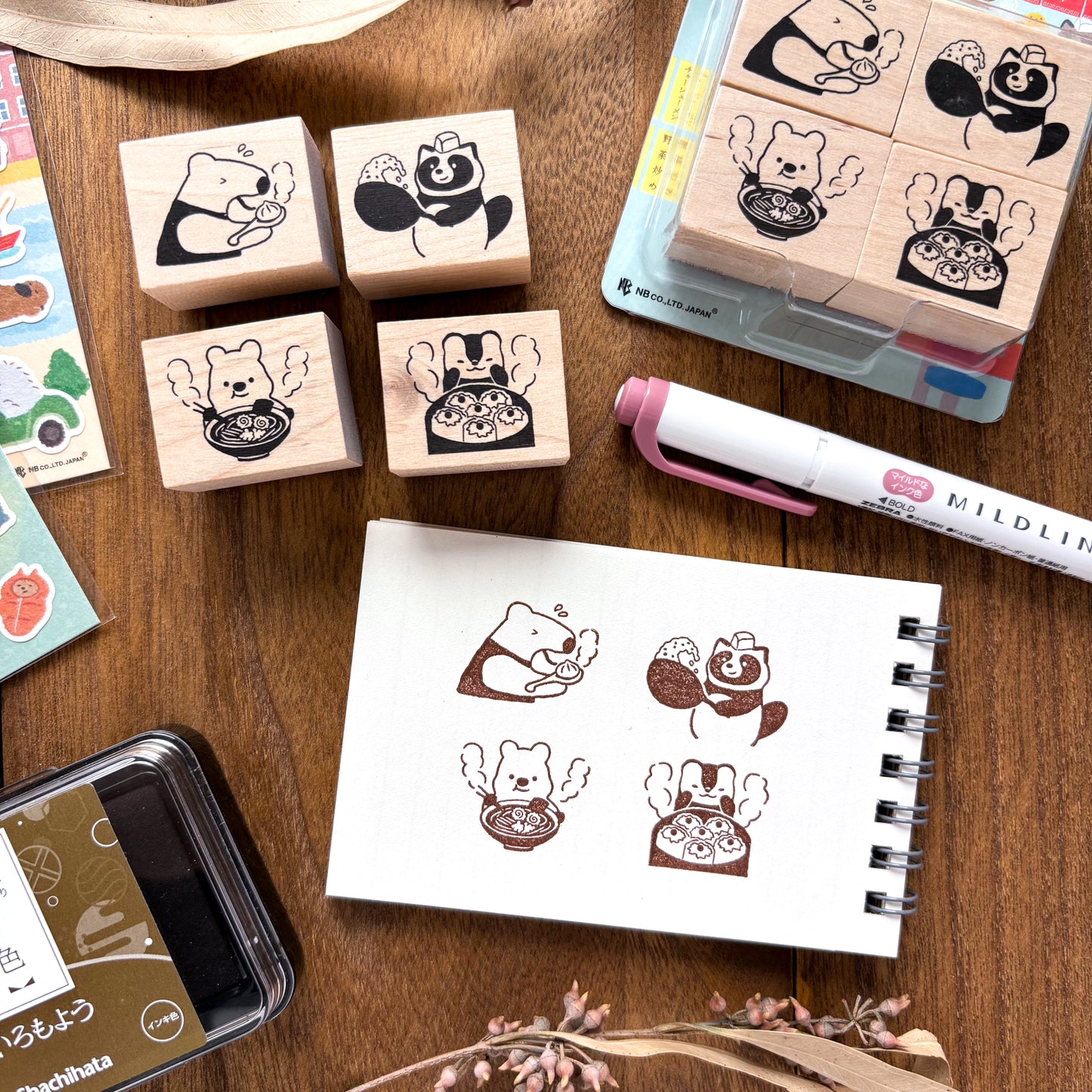 Animal Friends Rubber Stamp - Lunch Time