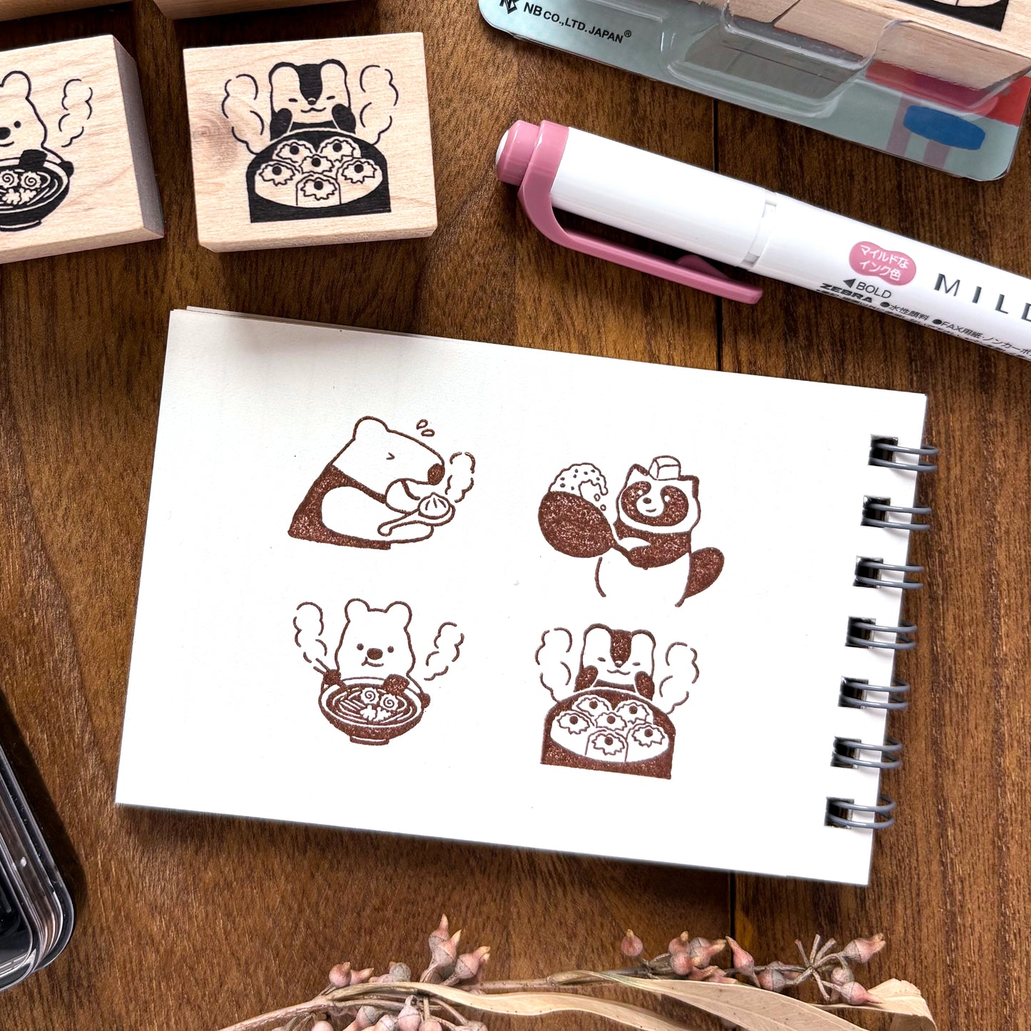 Animal Friends Rubber Stamp - Lunch Time