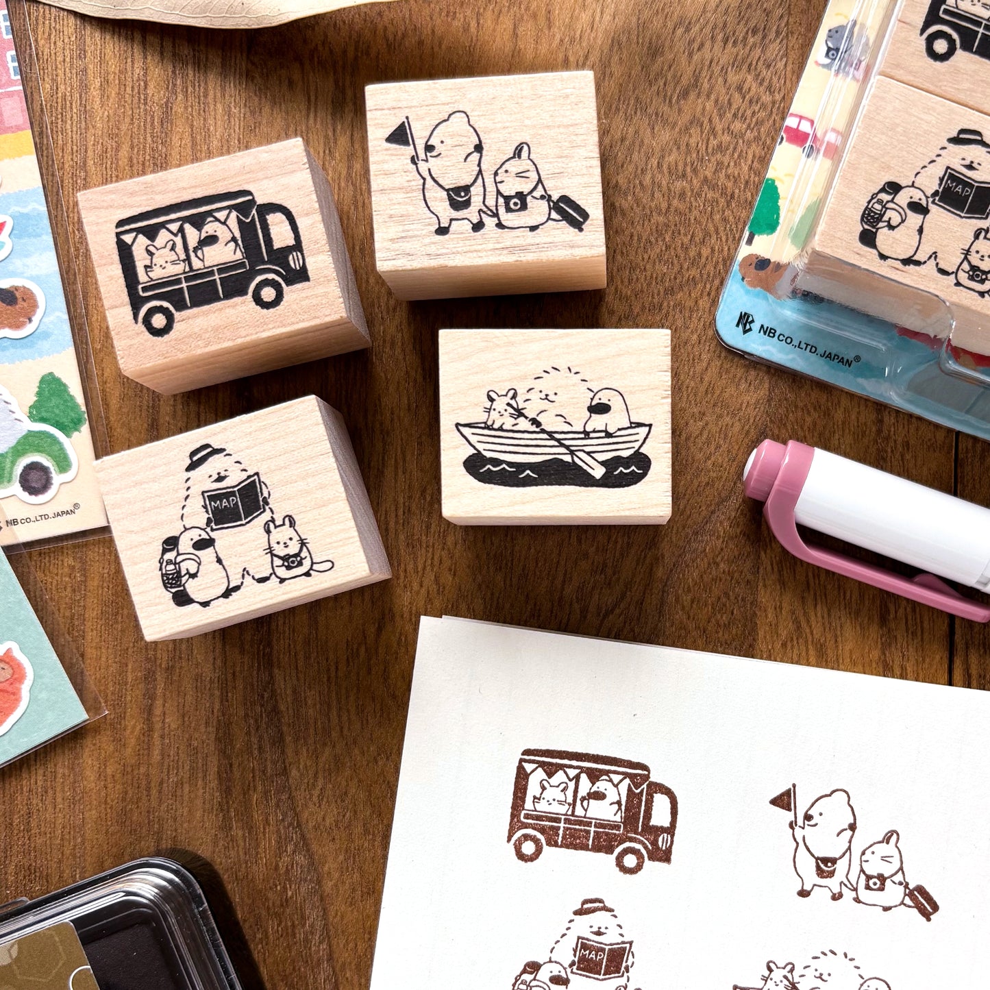 Animal Friends Rubber Stamp - Travel