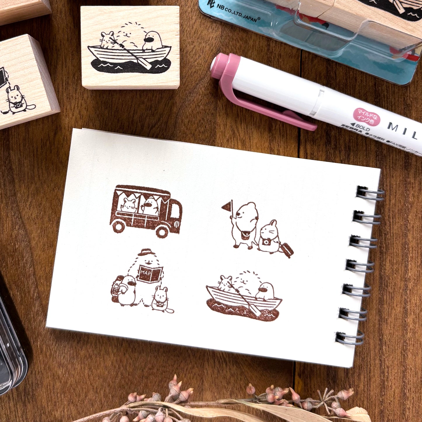 Animal Friends Rubber Stamp - Travel