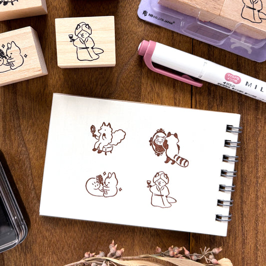 Animal Friends Rubber Stamp - Spa Time