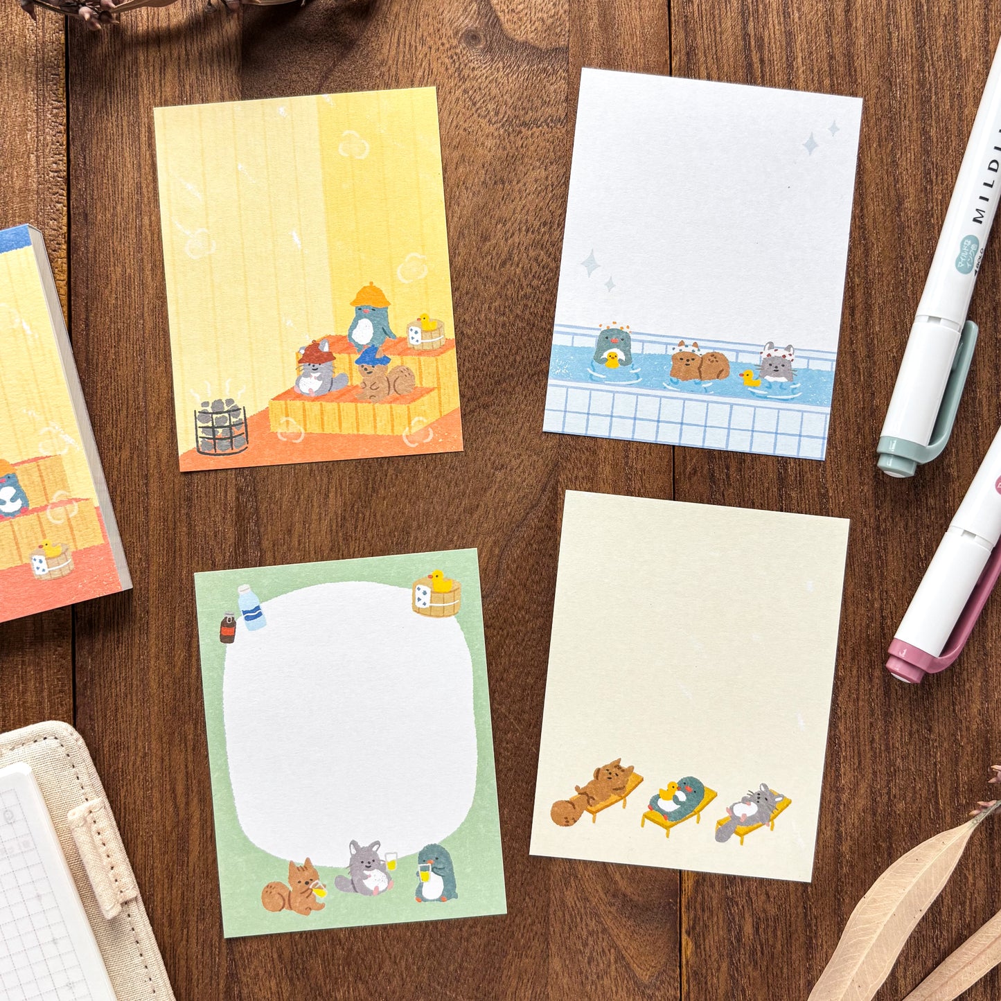 Animal Friends Memo Pad - Sauna