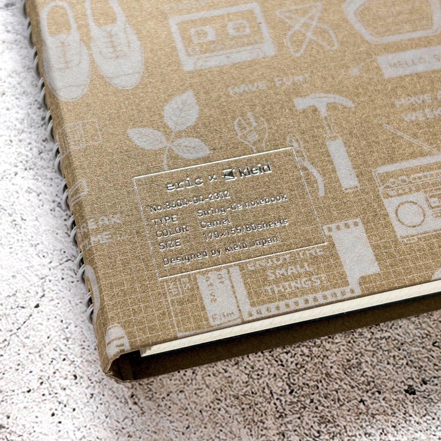 eric / Leather String-tie Notebook w/t pocket - Khaki Cover (cream paper)