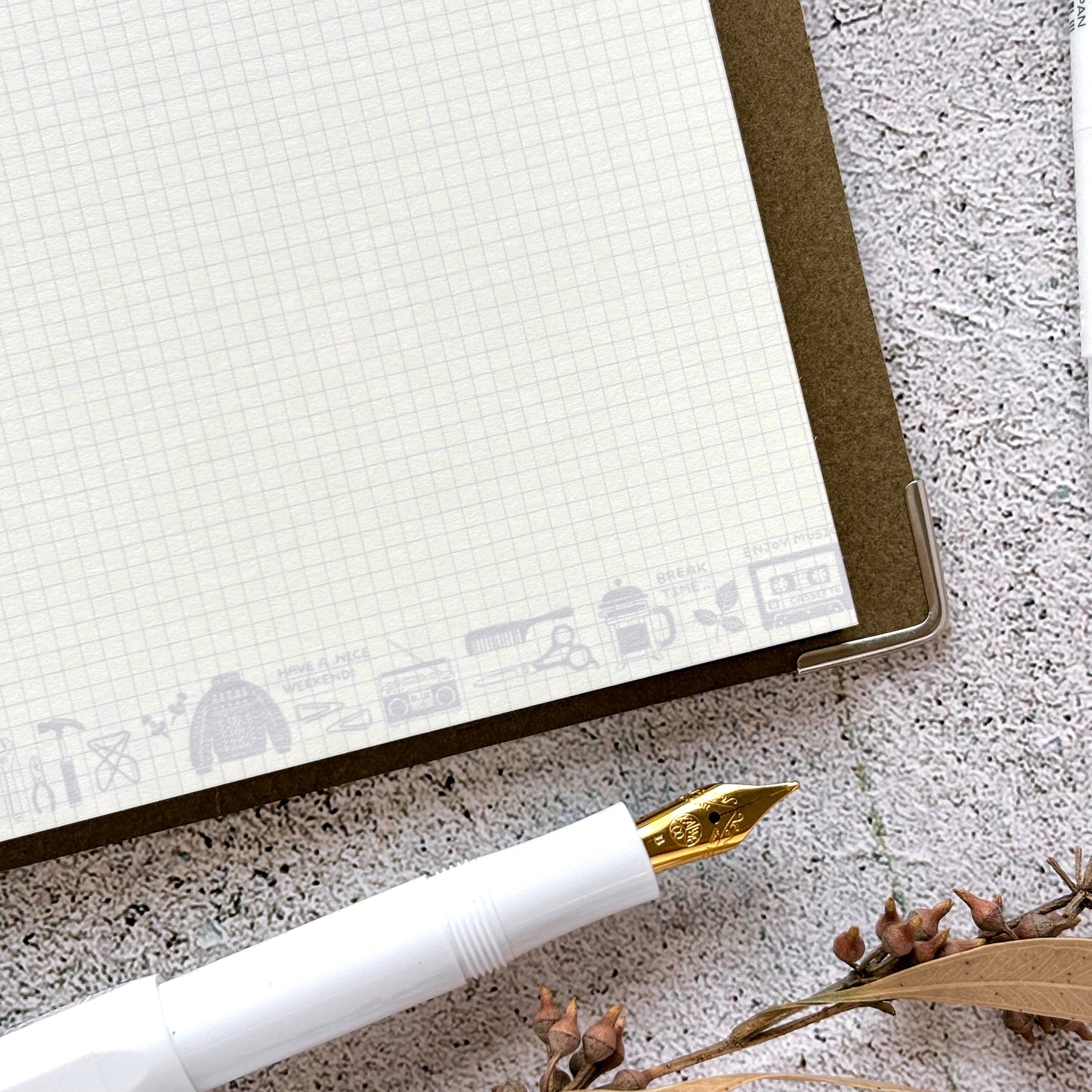 eric / Leather String-tie Notebook w/t pocket - Khaki Cover (cream paper)