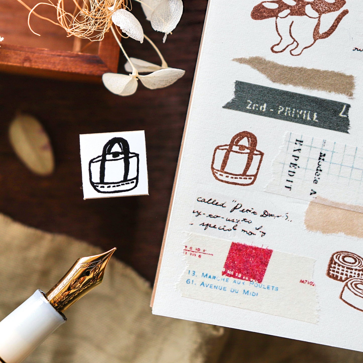 Hankodori / Mini Rubber Stamp - Tote Bag