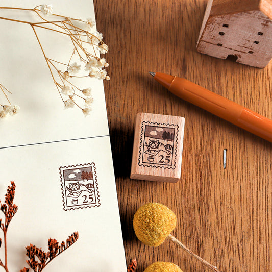 Pottering Cat / Cat Rubber Stamp - Stamp