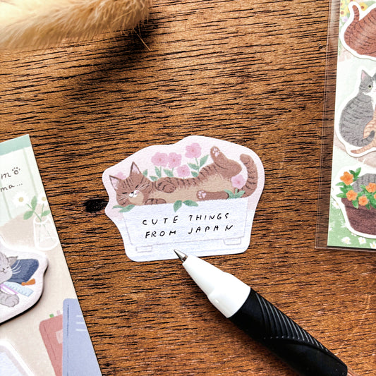 Die-cut Cat Sticky Note - Garden