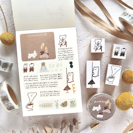 Ranmyu / Rubber Stamp - Bear holding the lamp