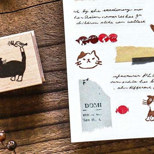 Hankodori / Mini Rubber Stamp - Cat
