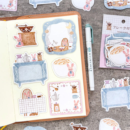 Waka Nakauchi / Flake Sticky Note - Bunny & Coffee